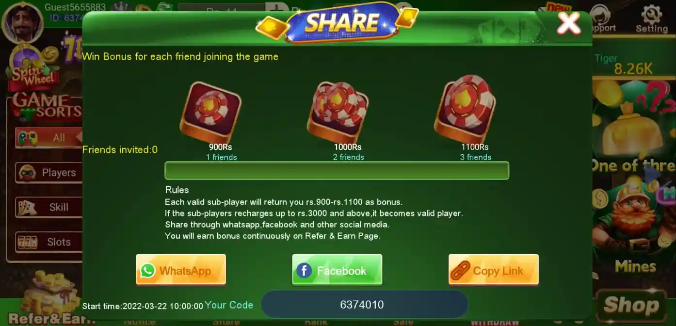 Gold Teen Patti Refer and Earn